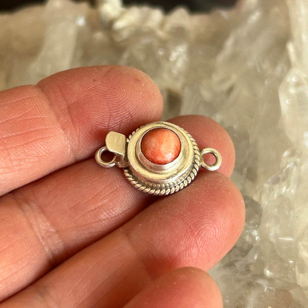 Apricot Spiny Oyster Clasp Sterling 7mm Southwestern Style