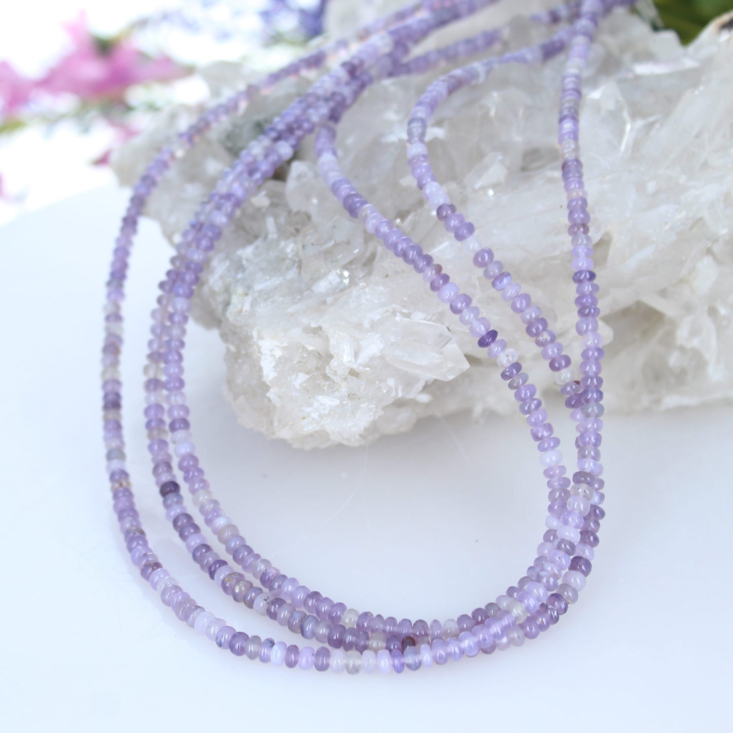 Indonesian Purple Lavender Chalcedony Beads Rondelles 3.8-4mm