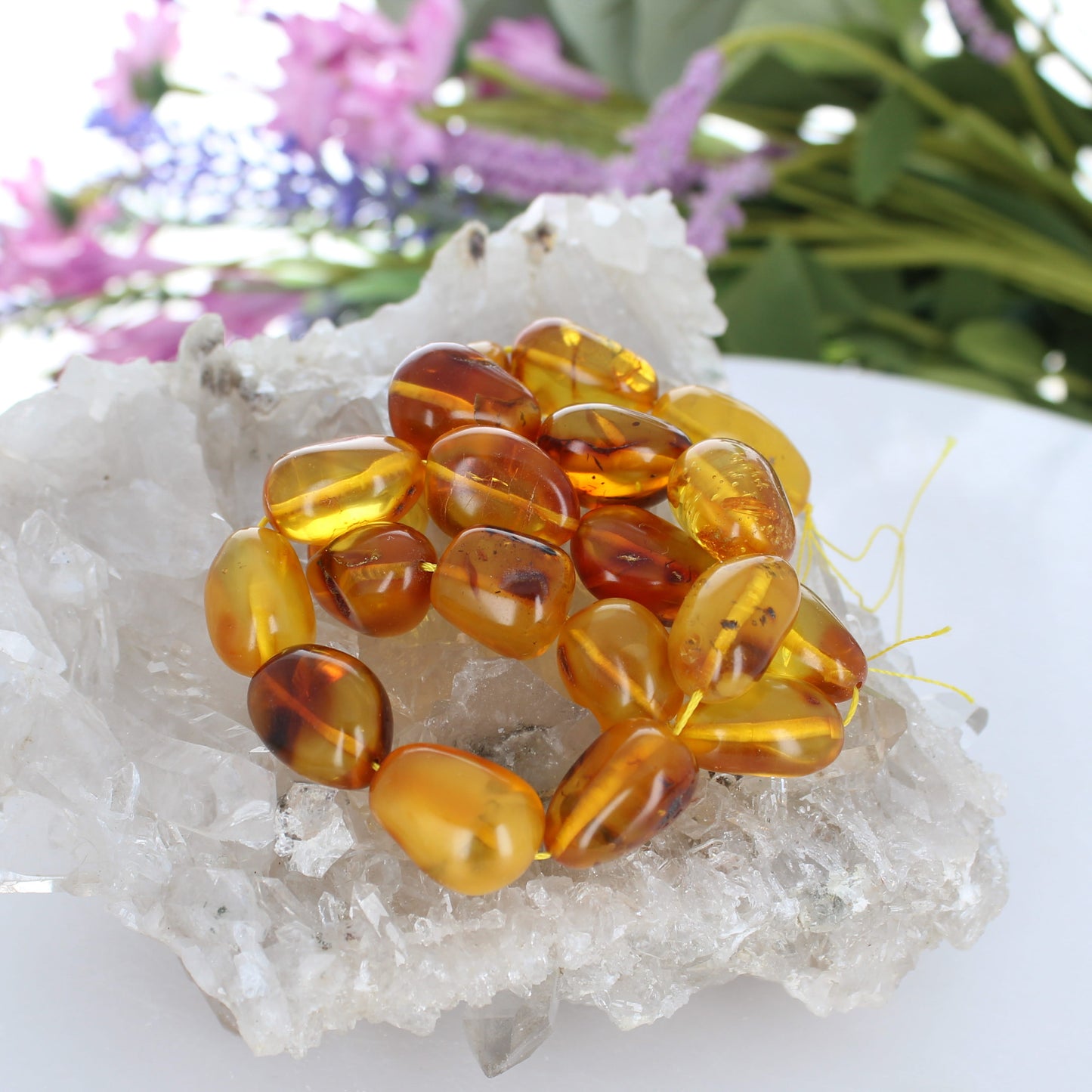 Amber Beads Potato Shape 14-21mm Honey 16"