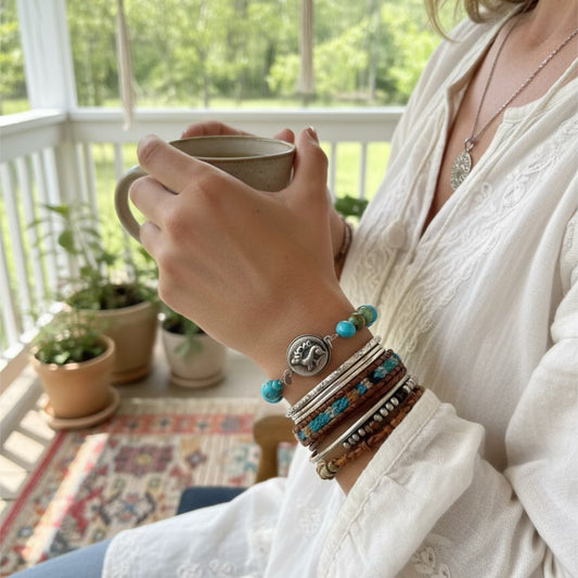 AAA Mixed Turquoise Bracelet Sterling Silver Deer Clasp