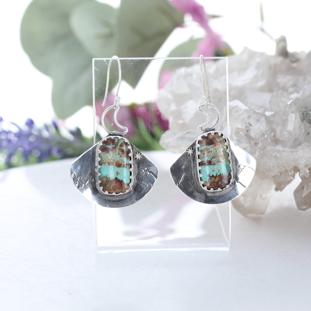 Mountain Scape North Star Golden Green Royston Turquoise Earrings Southwest