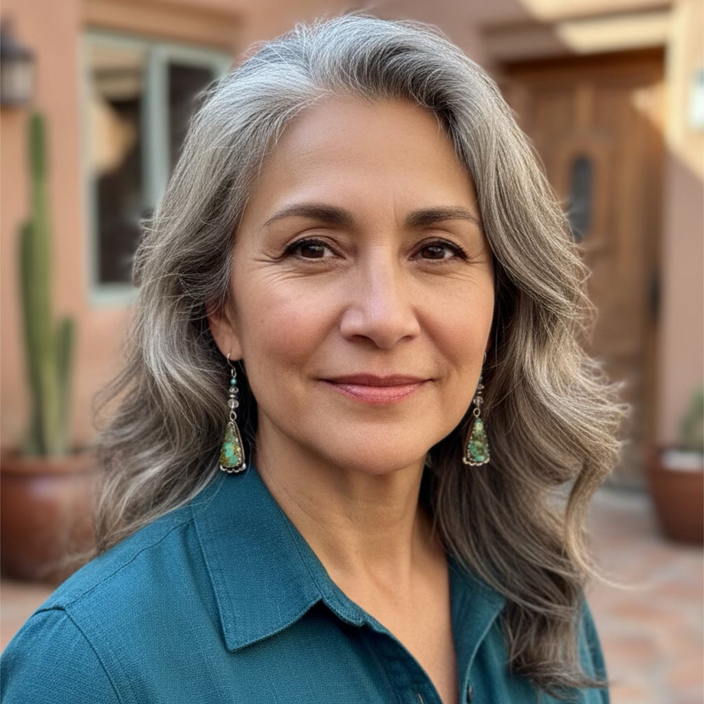 Forest Royston Turquoise Earrings Moons with Sparkling Herkimer Diamonds Sterling