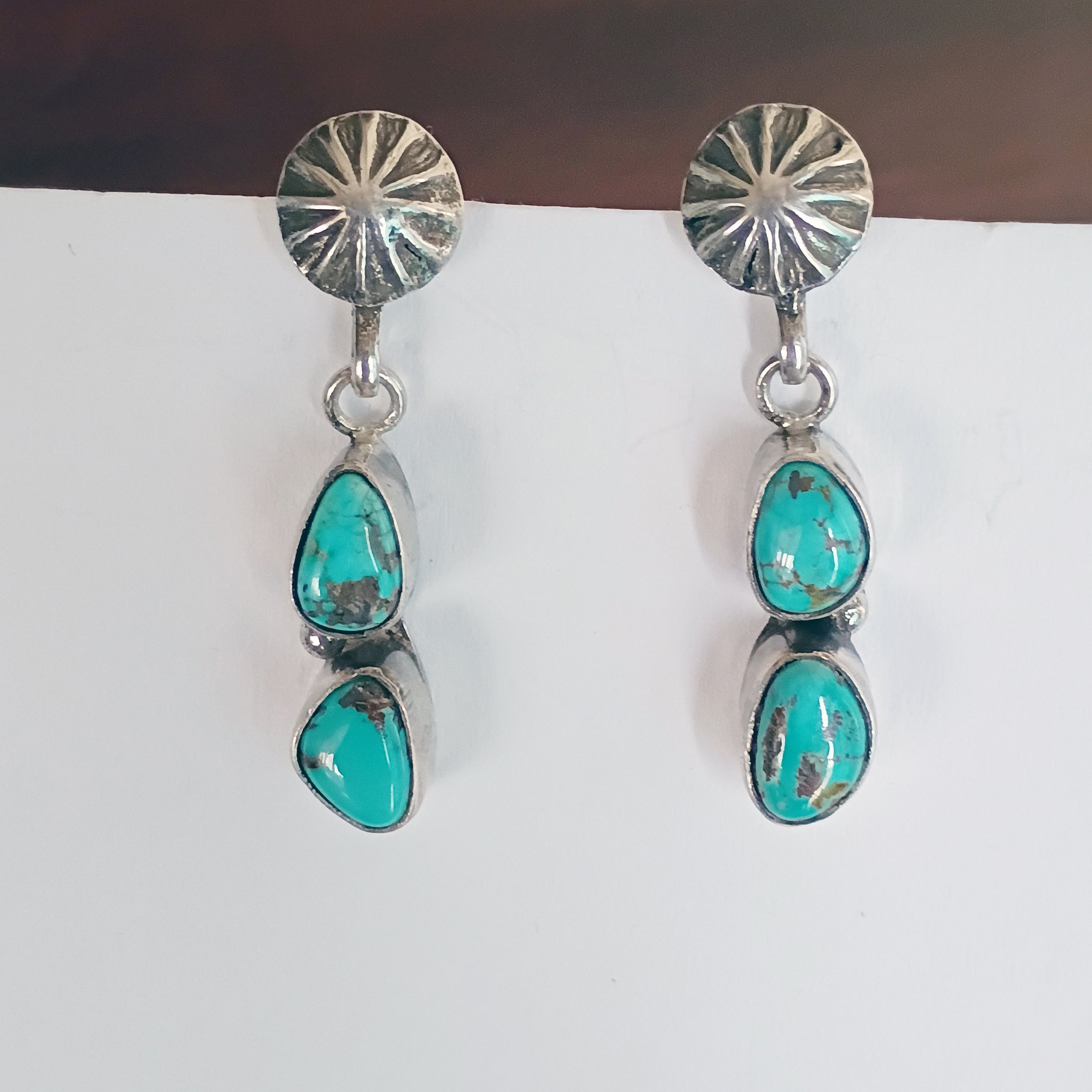 Sierra Bella Turquoise 2 Stone Earrings Boho Southwest