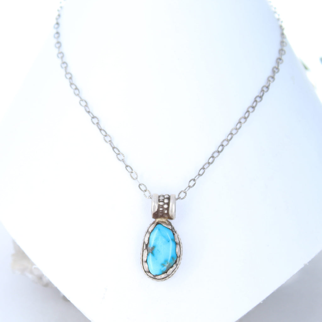 Kingman Turquoise Sterling Silver Pendant Lotus Petal