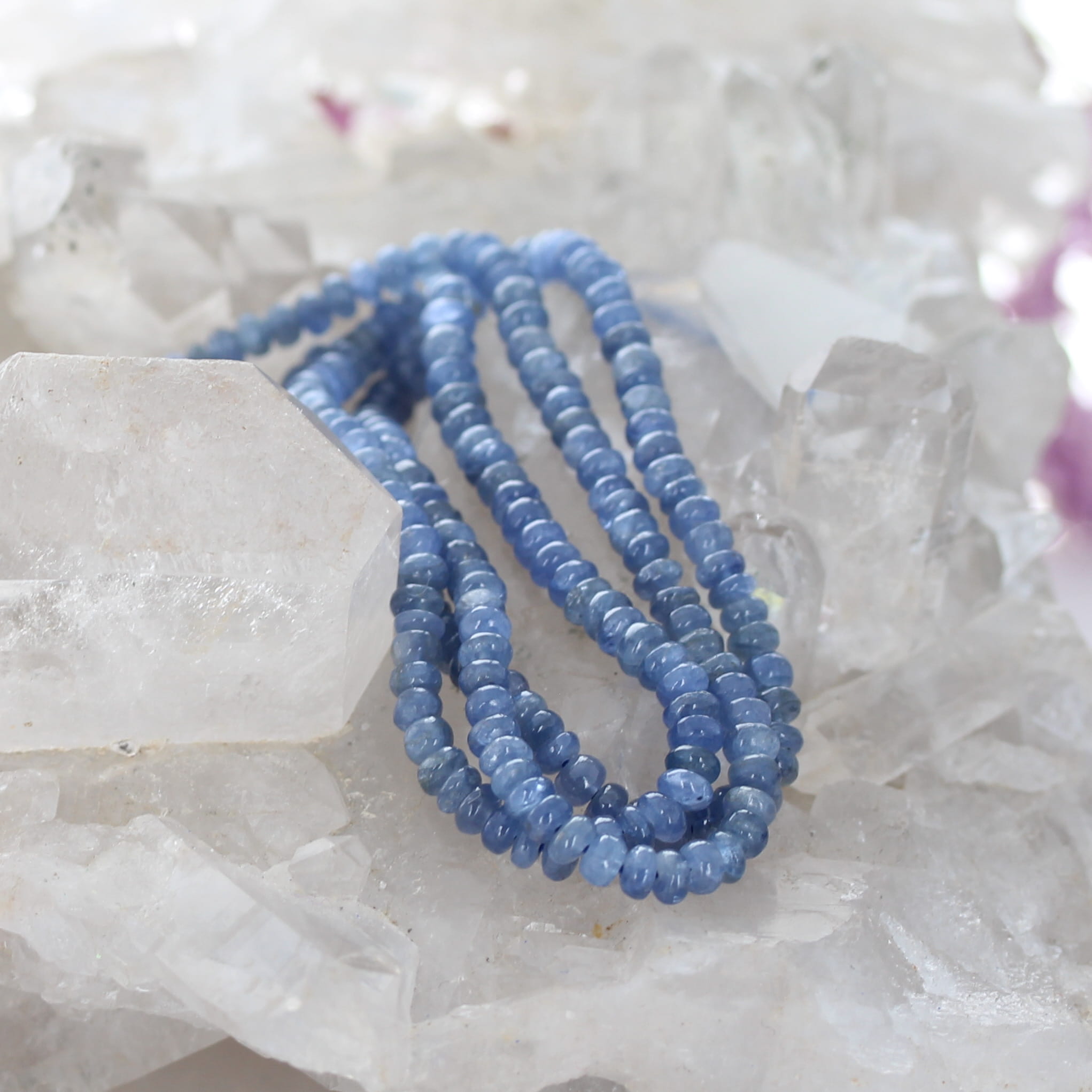 Midnight Blue Sapphire Beads Rondelles 3-3.6mm 16"