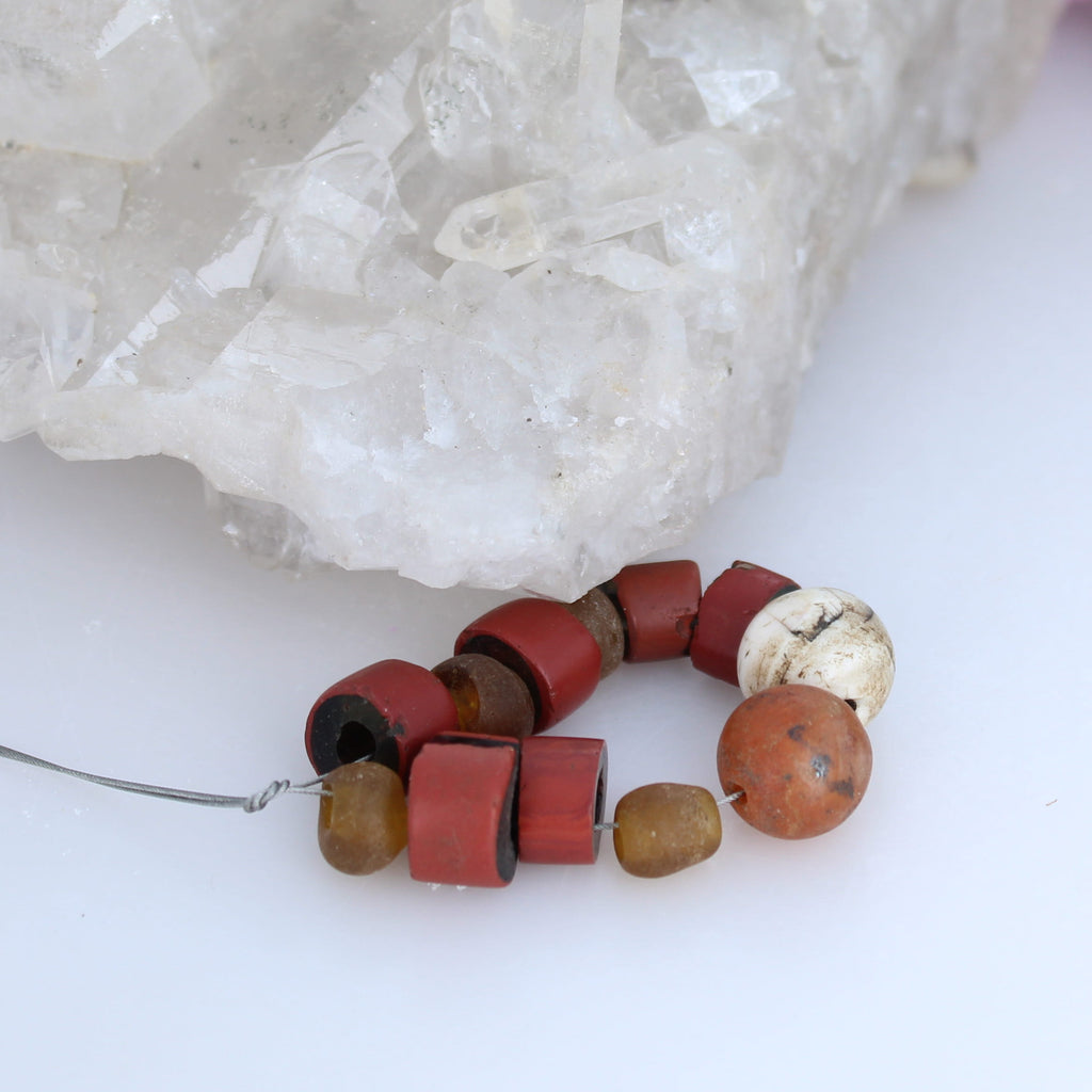 TIBETAN CARNELIAN Bead Assortment Antique Carnelian Shell African Trade