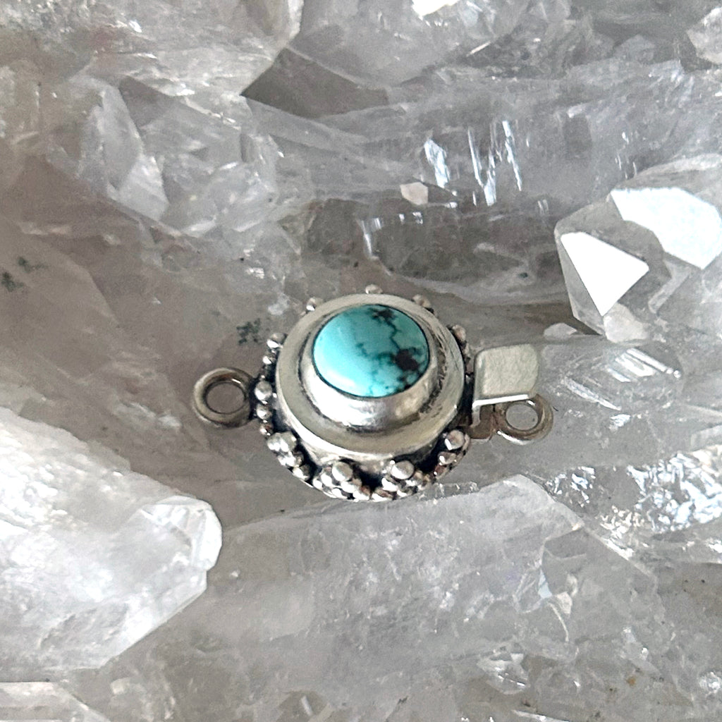 AAA Rare Dry Creek Turquoise Clasp Sterling Granulated Design 7mm