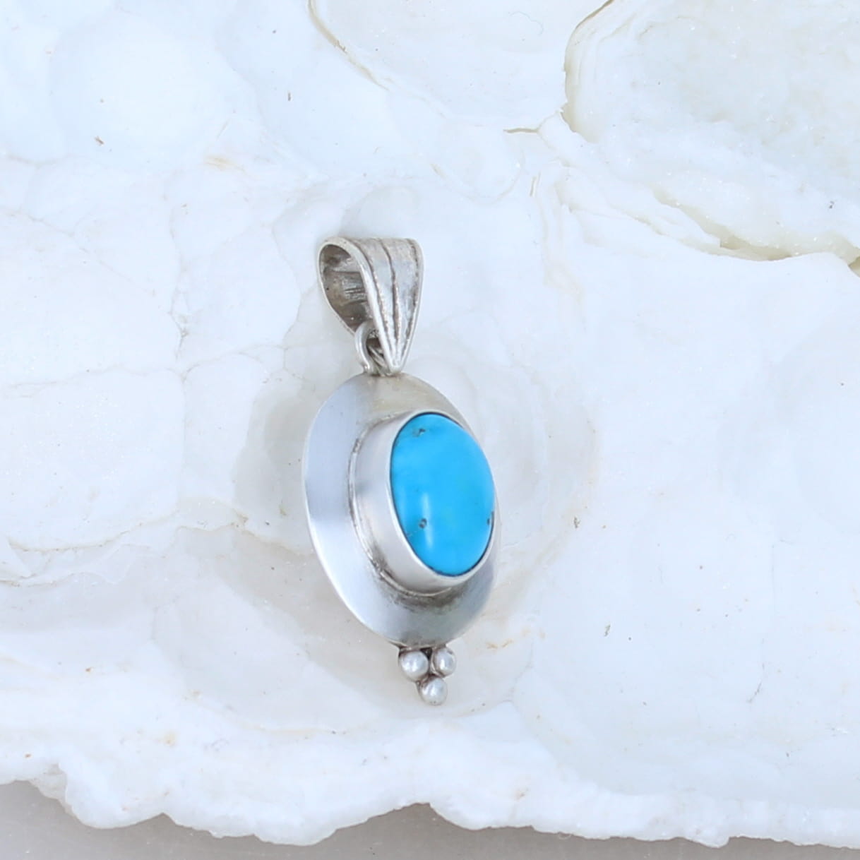SLEEPING BEAUTY TURQUOISE Pendant Sterling Oval -NewWorldGems