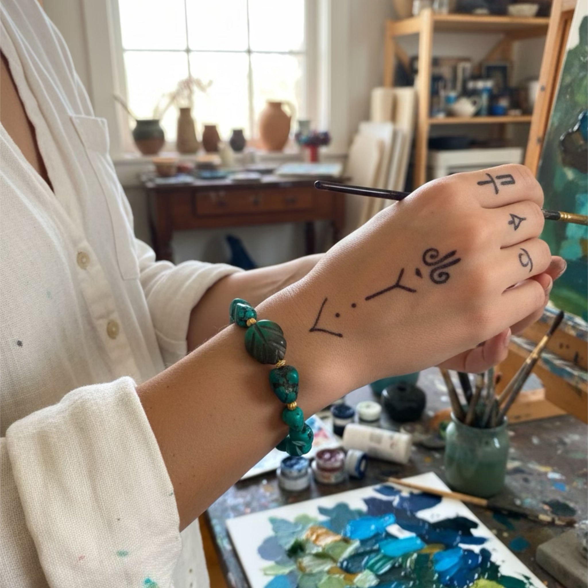 Stunning Antique Tibetan Turquoise and 18K Gold Bracelet