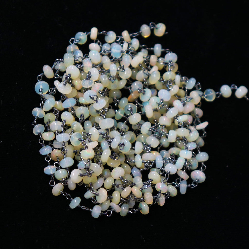 Gorgeous Ethiopian Opal Rondelle Beads Chain 20"