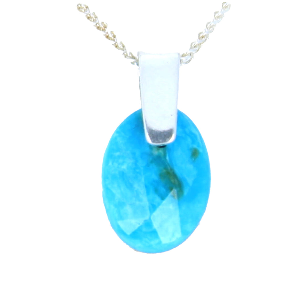Vivid Blue PERUVIAN OPAL Necklace Pendant Sterling Bail