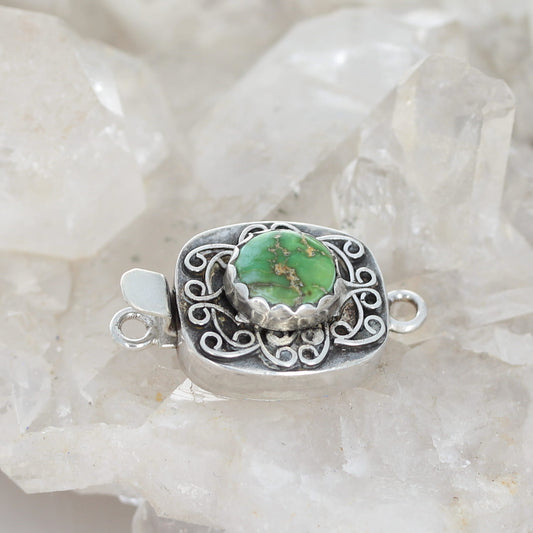 Sonoran Gold Turquoise Sterling Silver Clasp Spiral Wire Design
