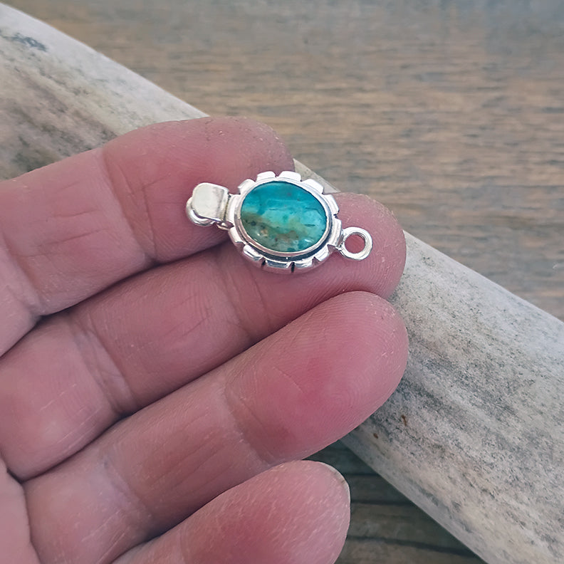 Peruvian Opal Clasp Sterling Classic Design Oval Shape 8x10mm