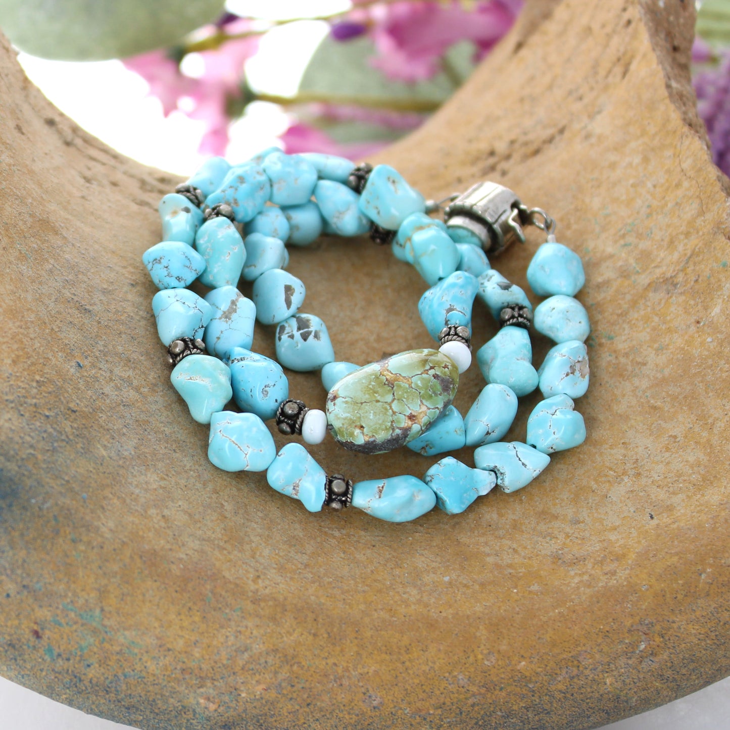 Lone Mountain Turquoise Necklace with Large Sonoran Centerpiece Sterling