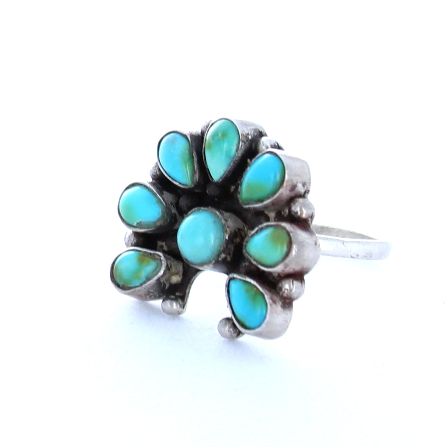 Sonoran Mountain Turquoise Naja Moon Ring Sterling Small Size 7 -NewWorldGems