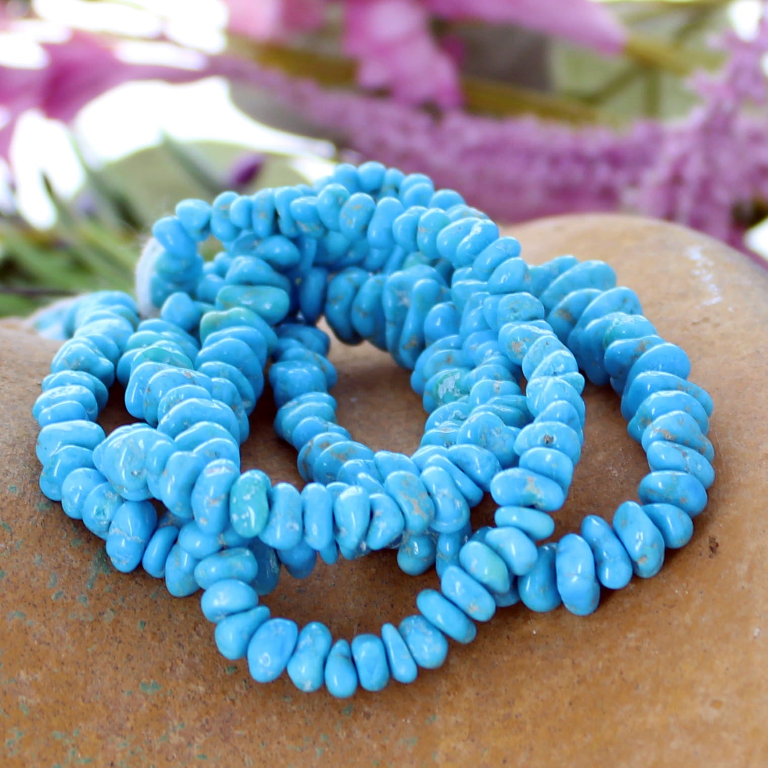 AAA BRILLIANT BLUE Ithaca Turquoise Beads Kingman 4-9.5mm 16"