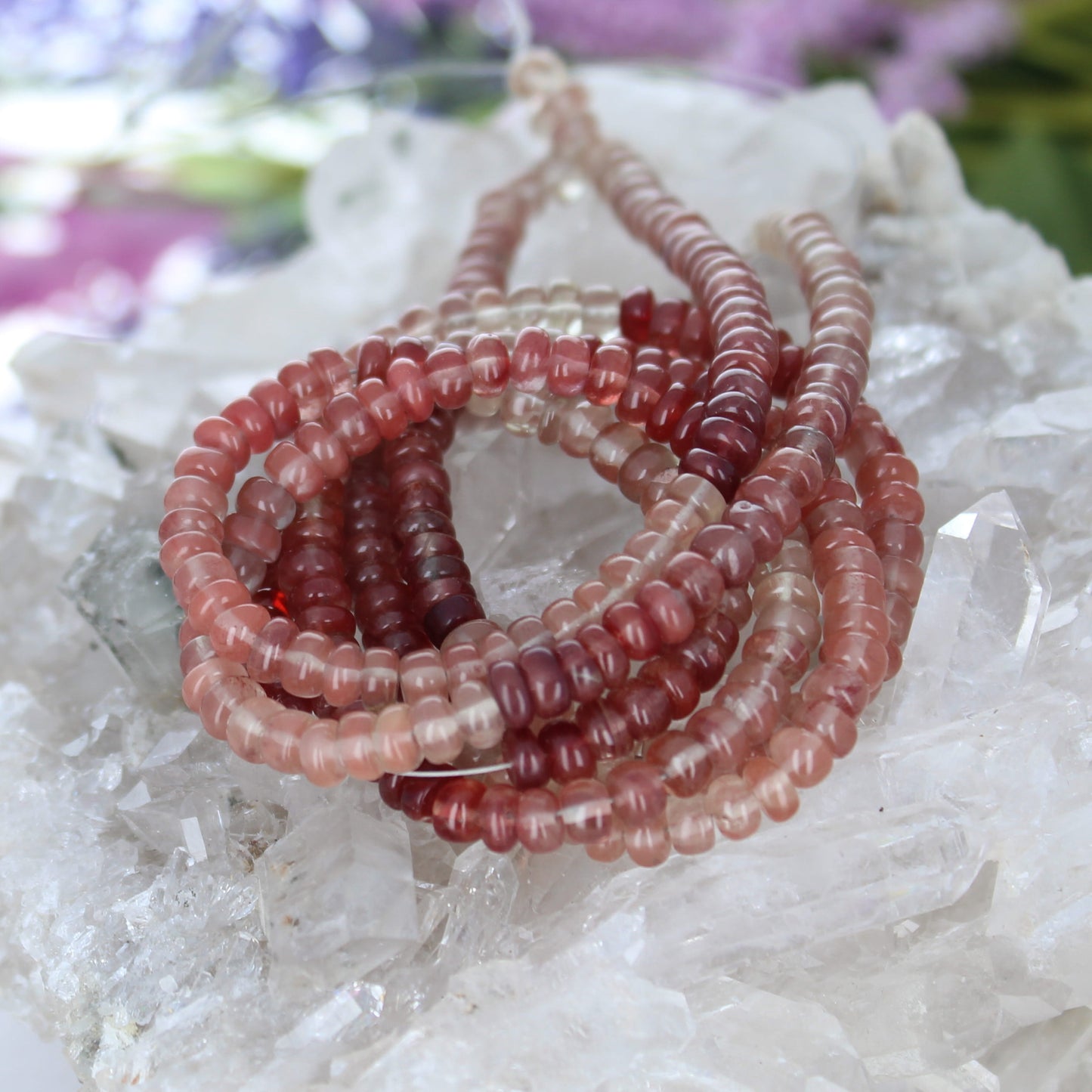 Andesine Beads Smooth Rondelles Multi Shade Cherry Reds 3.5-5Mm,
