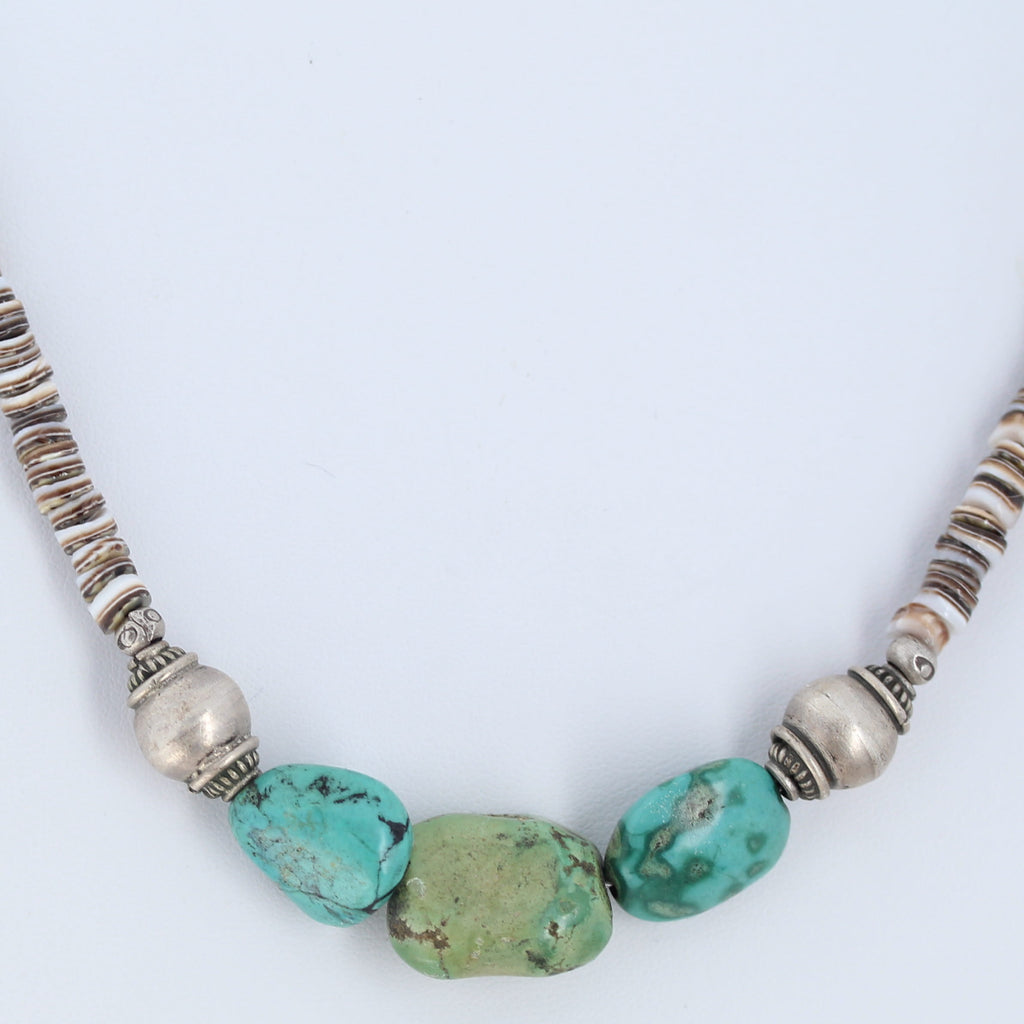 Antique TIBETAN TURQUOISE and CORAL Necklace 19"