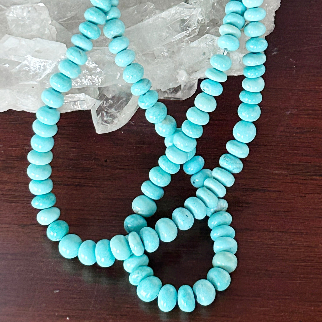 AAA CAMPITOS TURQUOISE 3.8-7.8mm Rondelle Beads Robins Egg Blue 18" NewWorldGems