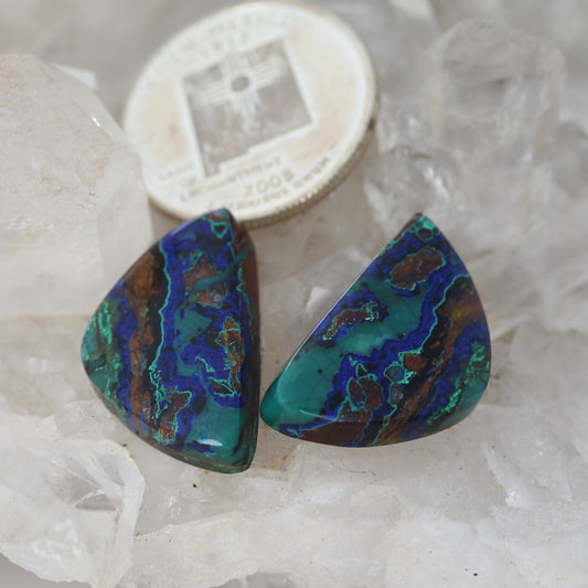 BISBEE AZURITE Midnight Blues 24.8x15mm Earring Pair Cabochons