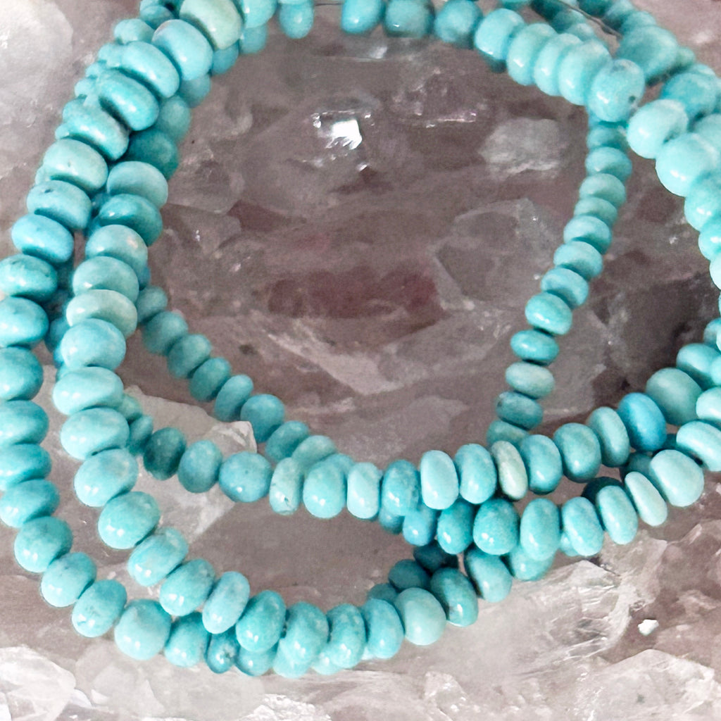 AAA CAMPITOS TURQUOISE 3.8-7.8mm Rondelle Beads Robins Egg Blue 18" NewWorldGems