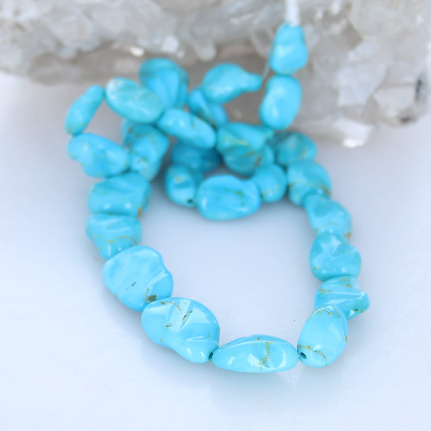AAA KINGMAN TURQUOISE Carved Beads 20" Strand
