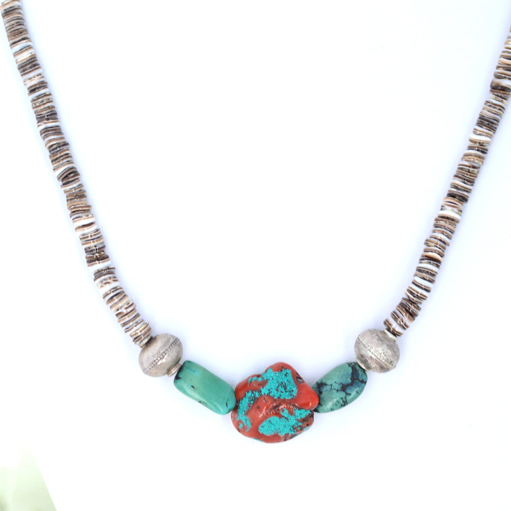Antique TIBETAN TURQUOISE and CORAL Necklace 19"