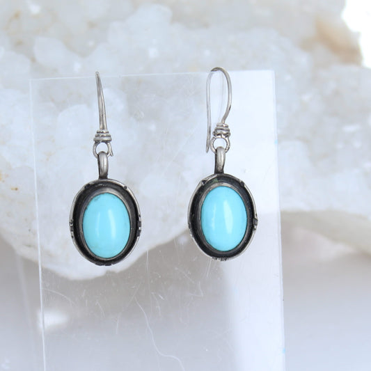 CAMPITOS TURQUOISE Earrings Oval Shape Sterling Southwest