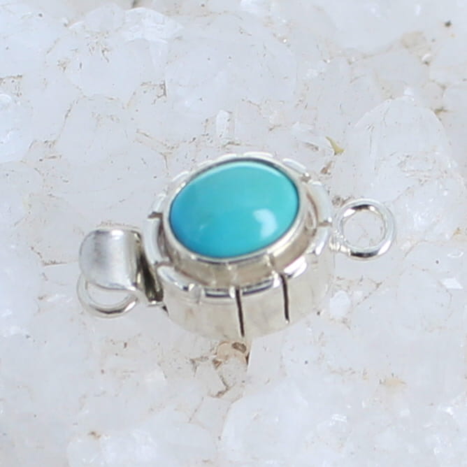 Sleeping Beauty Turquoise Clasp Oval 10X8mm Southwestern Design -NewWorldGems