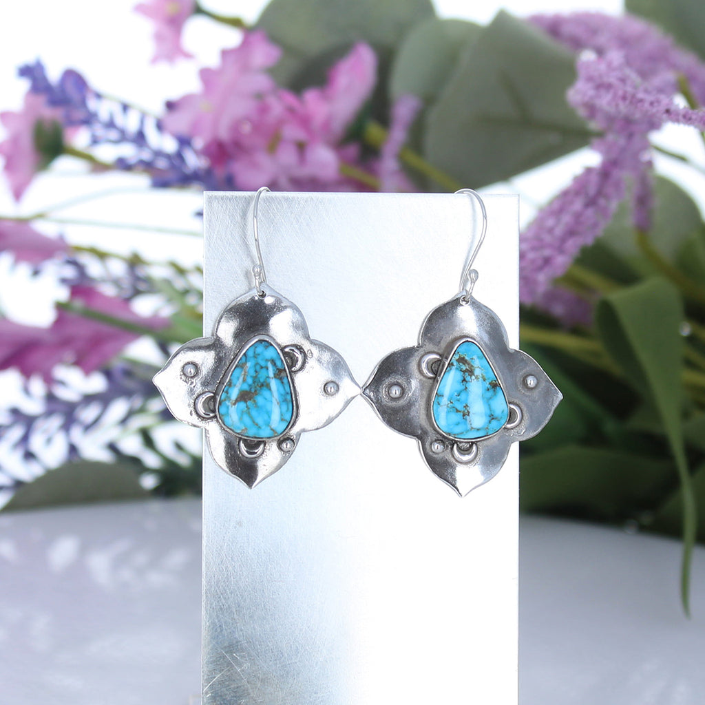 Kingman Teardrop Turquoise Earrings Sky Sterling Silver Moons