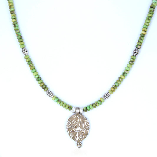 SONORAN Gold Turquoise Necklace Vintage Sterling Pendant 4mm