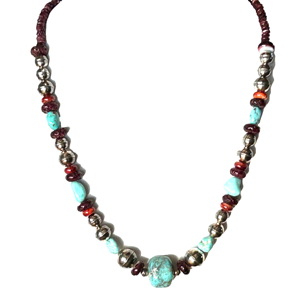 Sierra Nevada Turquoise Necklace Spiny Oyster Fiesta Benchmade Beads 21"