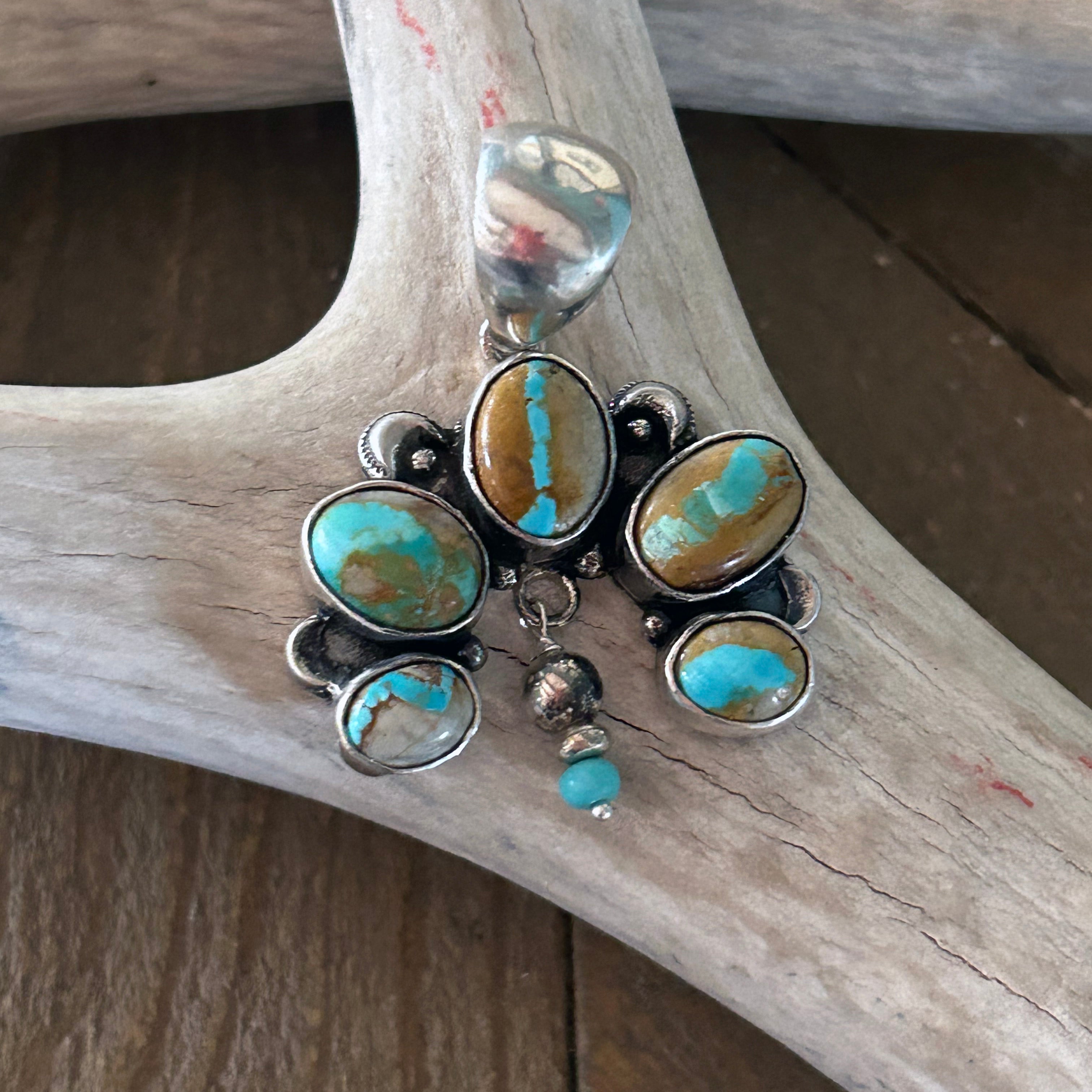 Royston Ribbon Turquoise Naja Moon Pendant Sterling Silver Southwest Elegance