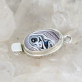 Fordite Clasp Sterling Silver Red White Black Swirls