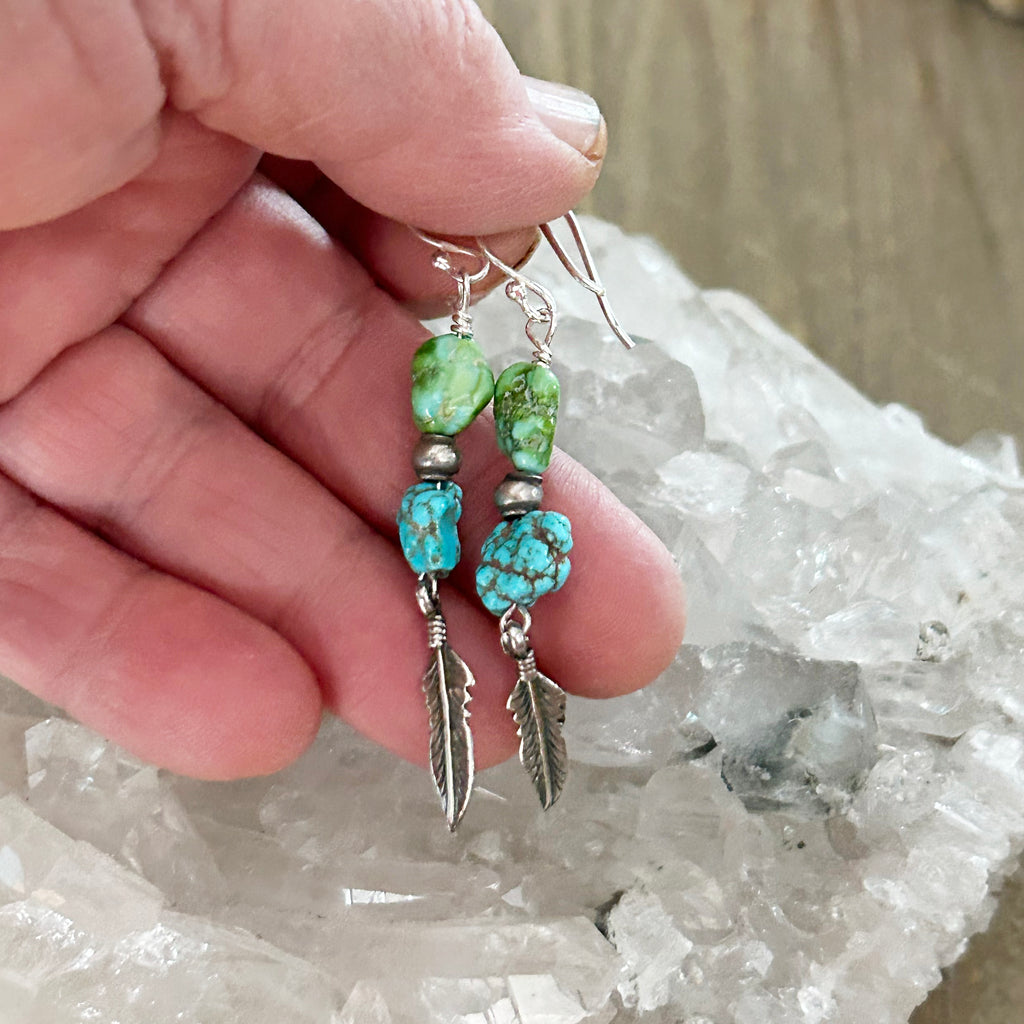 AAA Sonoran Gold Kingman Blue Turquoise Earrings Southwest Sterling