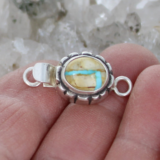 AAA Royston Ribbon Turquoise Clasp Southwestern Design Sterling 10x8mm
