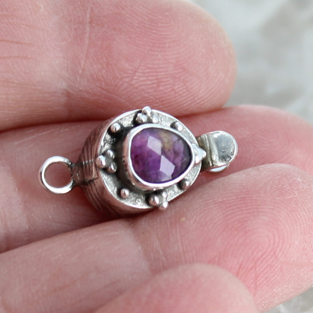 AAA Ametrine Clasp Faceted 6x7mm Patterned Sterling