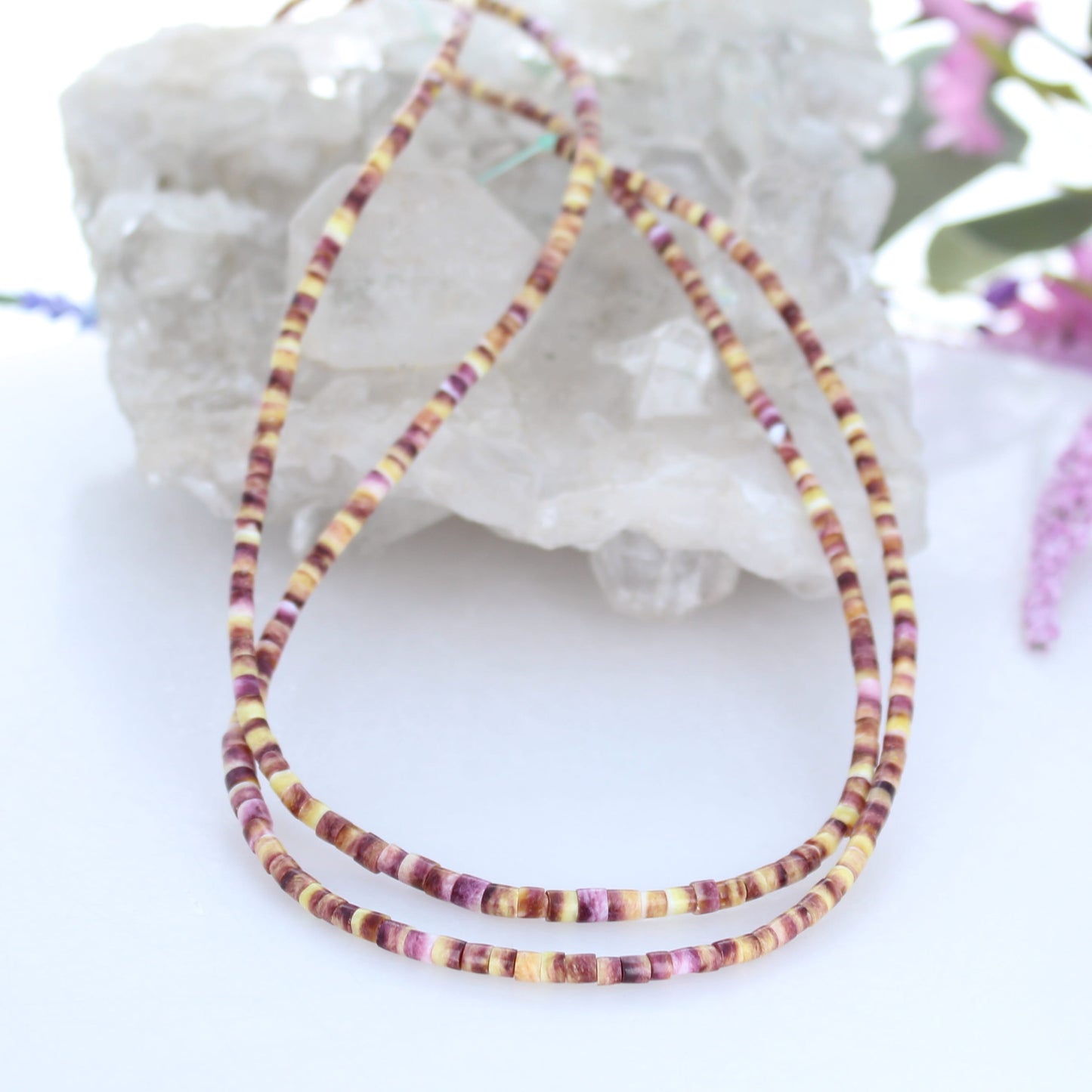 Lavender Yellow Spiny Oyster Beads Heshi 3x2.9mm