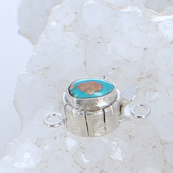 Pilot Mountain Turquoise Clasp Sterling 6x9mm Southwest Style #1 -NewWorldGems