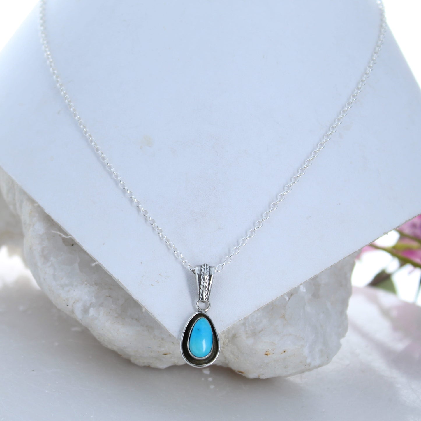 Blue Sonoran Rose Turquoise Centerpiece Pendant Sterling Silver #2