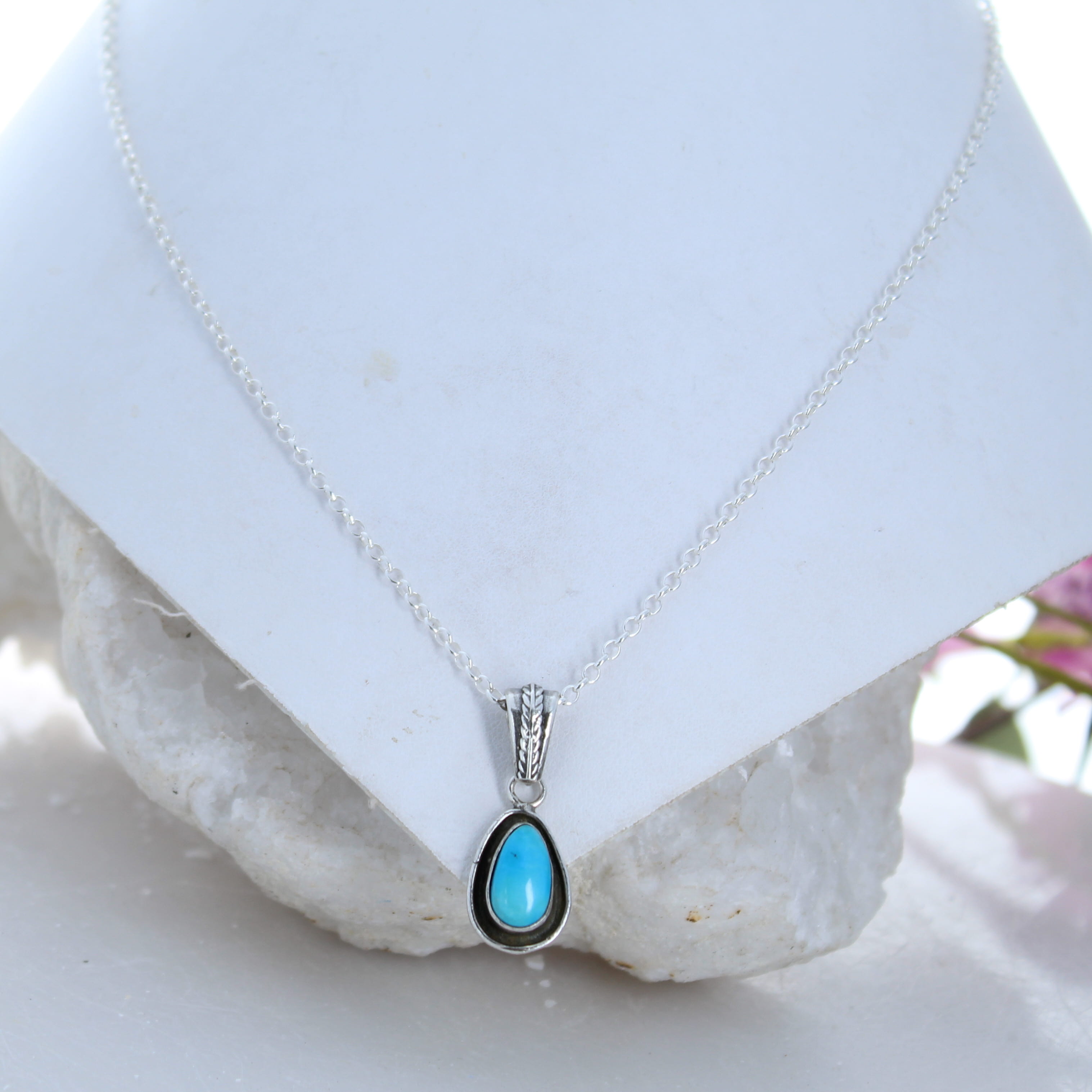Blue Sonoran Rose Turquoise Centerpiece Pendant Sterling Silver #2