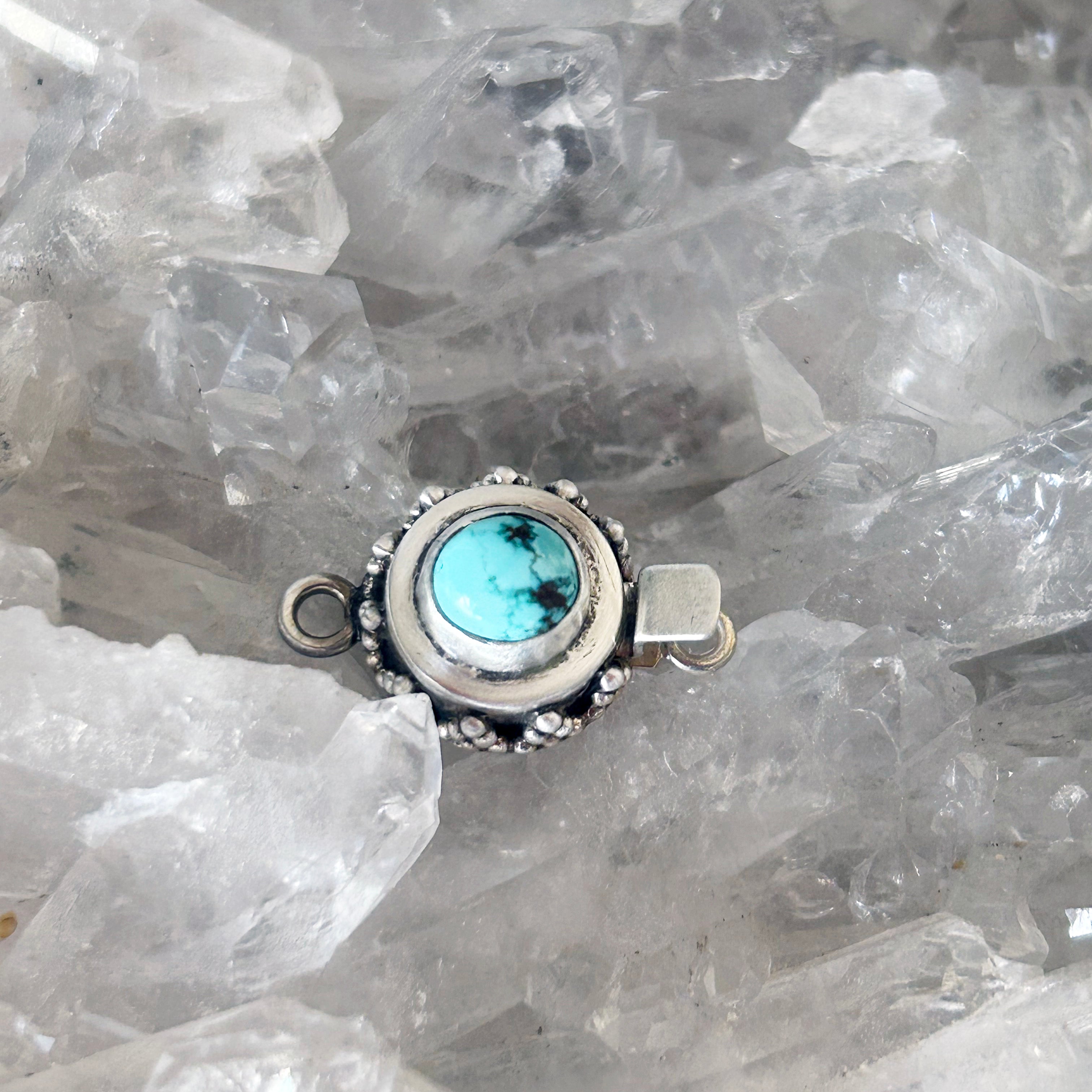 AAA Rare Dry Creek Turquoise Clasp Sterling Granulated Design 7mm