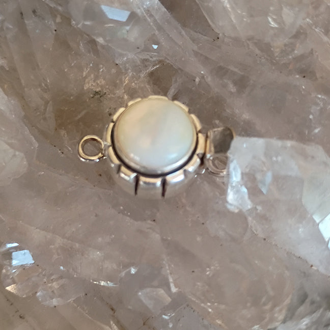 MOTHER OF PEARL Clasp 10mm Round Southwestern Style Sterling