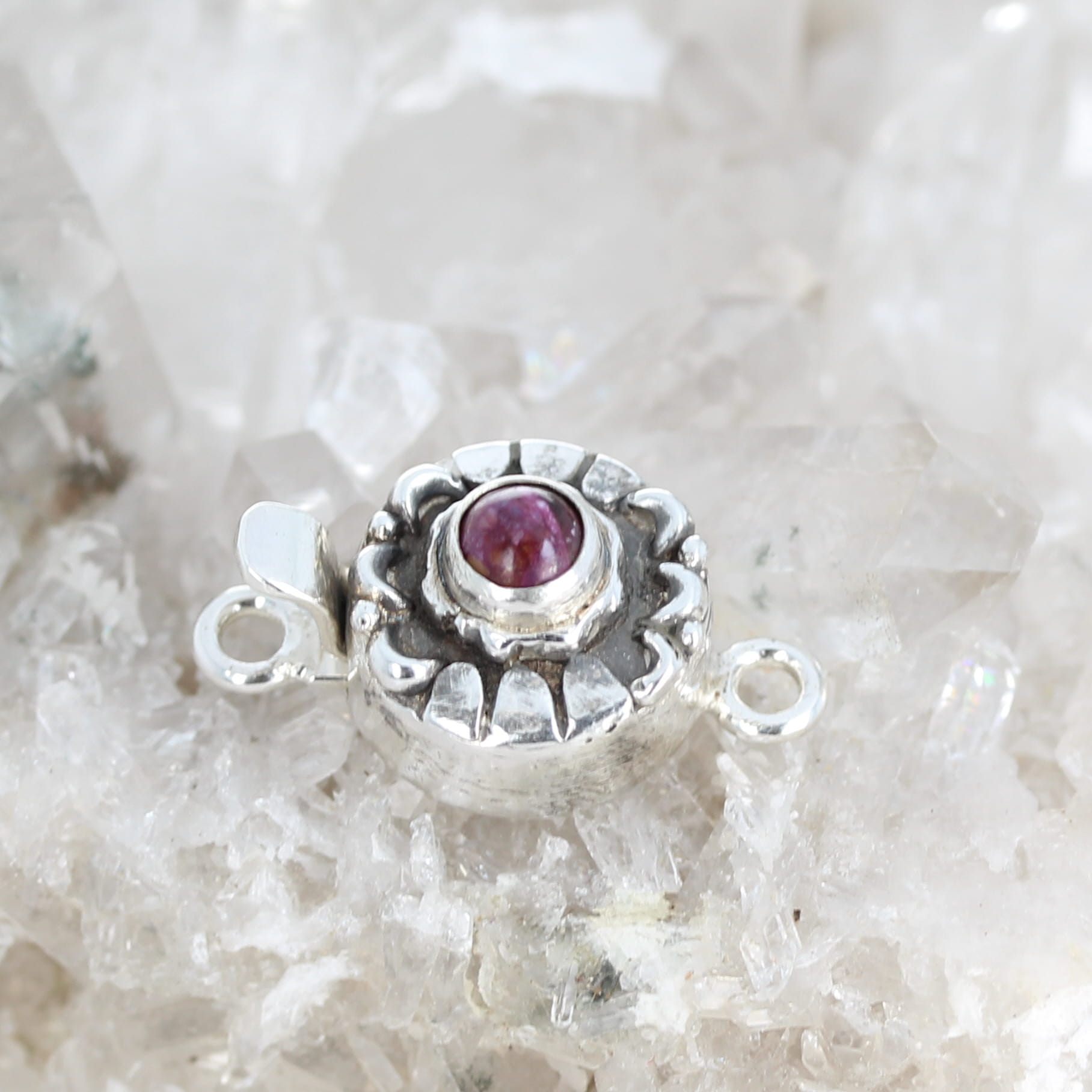 PURPLE SPINY OYSTER Clasp Sterling Moon Petal Design