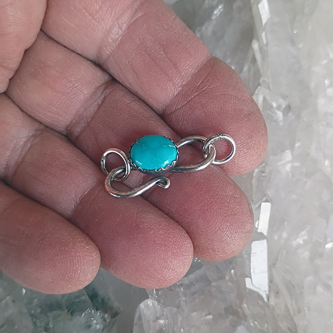 AAA Blue Ridge Orvil Jack Turquoise Sterling Clasp S Shape Large 8x10mm