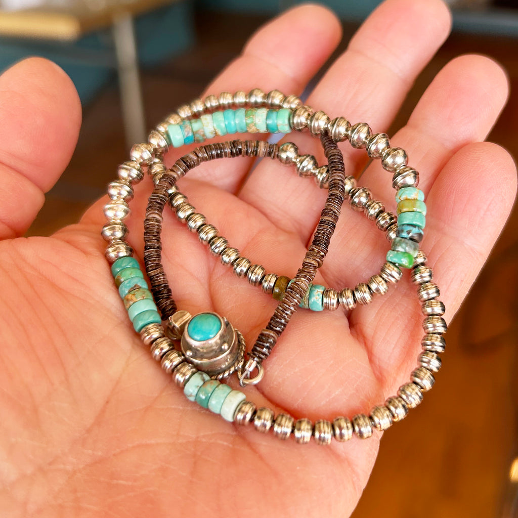 Carico Lake Turquoise Sterling Silver Navajo Pearl Necklace Southwest