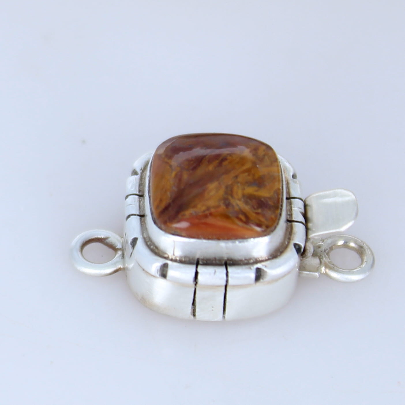 Red Golden Pietersite Clasp Southwest Design 10mm Sterling Silver -NewWorldGems