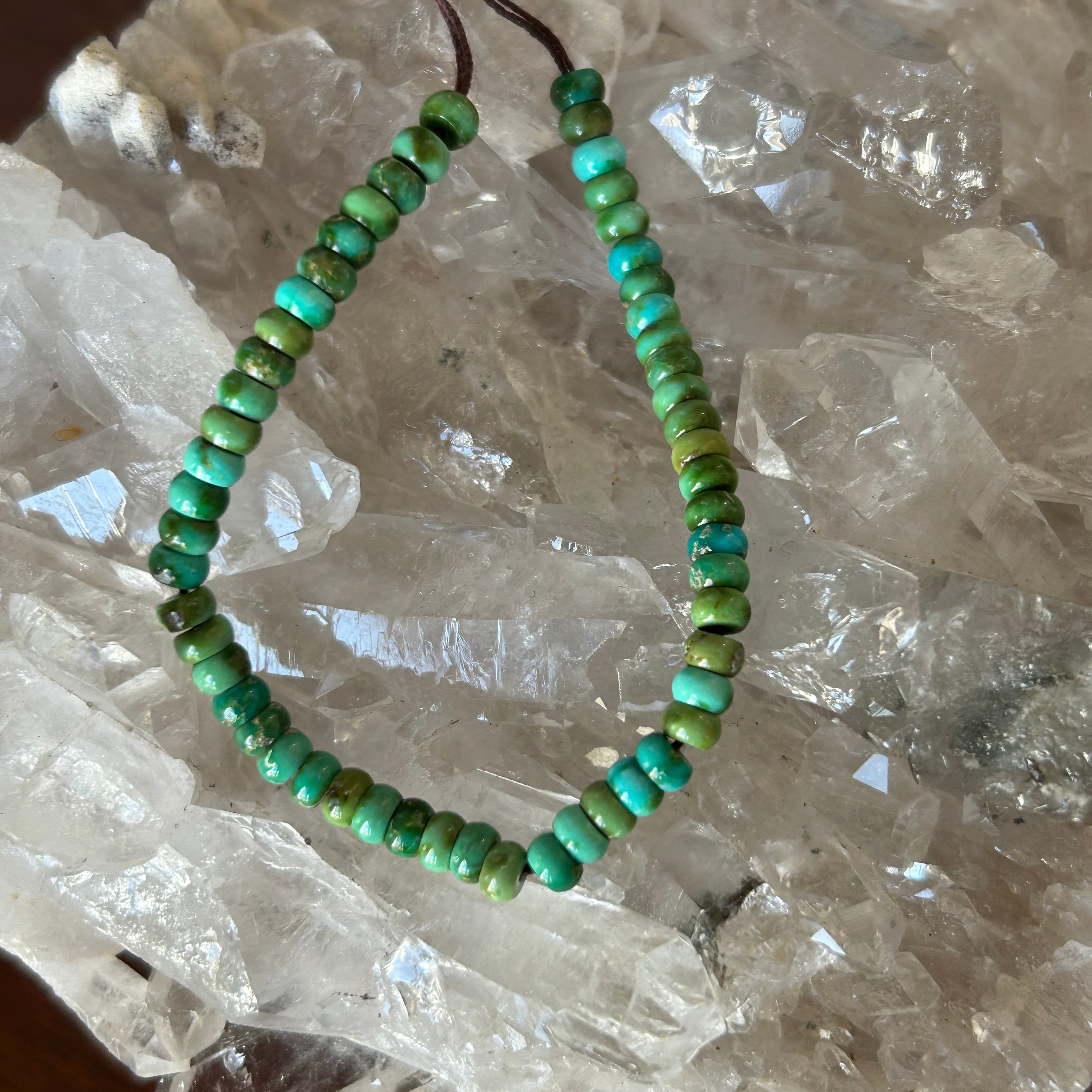 Sonoran Gold Turquoise Beads Lime Green Blue 4mm Rondelles 5"