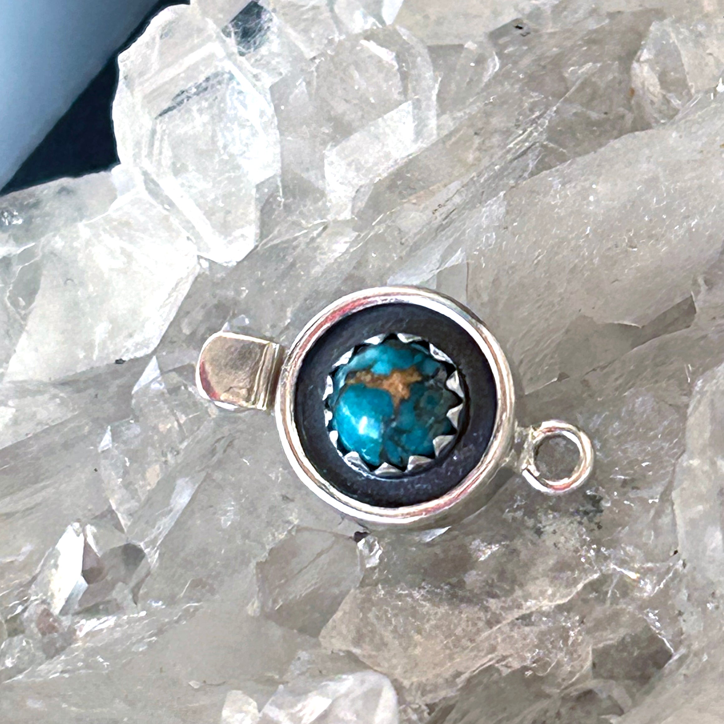 AAA KINGMAN TURQUOISE 7mm Round Sterling Clasp Southwestern Style