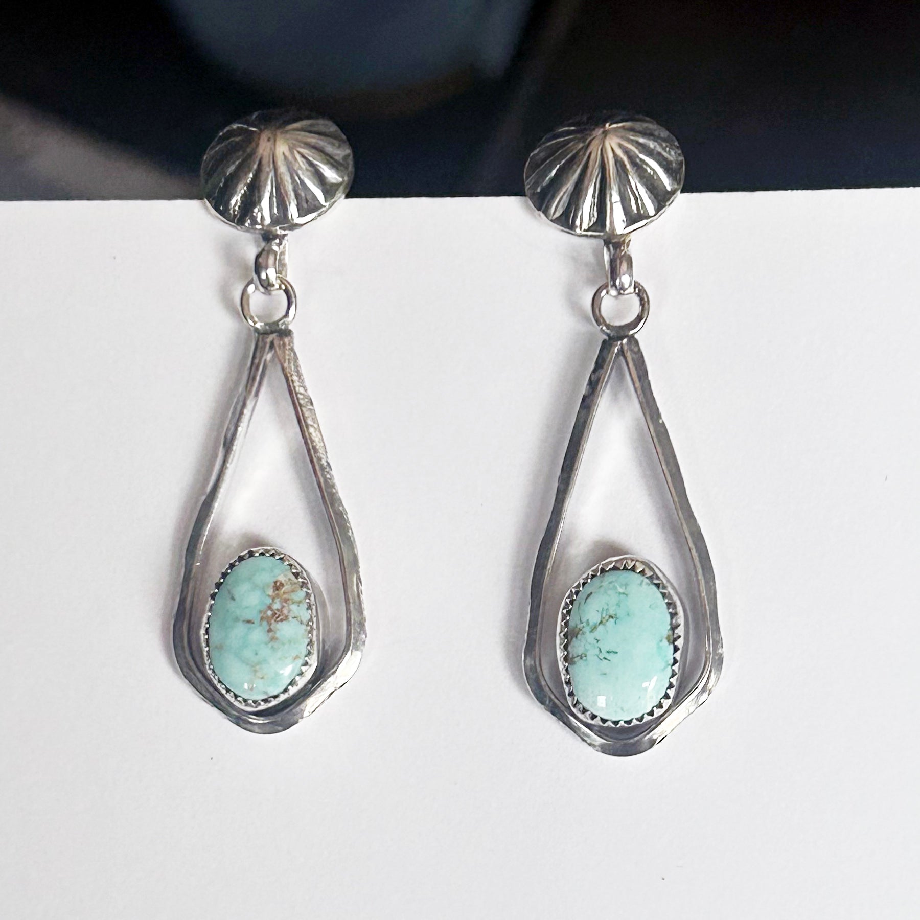 AAA DRY CREEK Turquoise Earrings Sterling Large Teardrops Southwest